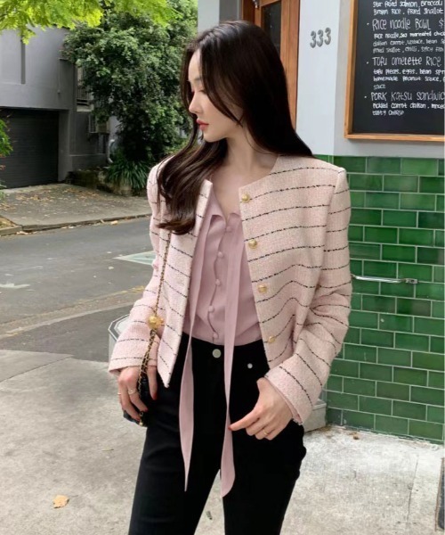 kirakiraShop(キラキラショップ)の「タイ付き エンボス ブラウス(シャツ/ブラウス・レディース・ピンク/パープル/ホワイト・FREE)」の8枚目の写真