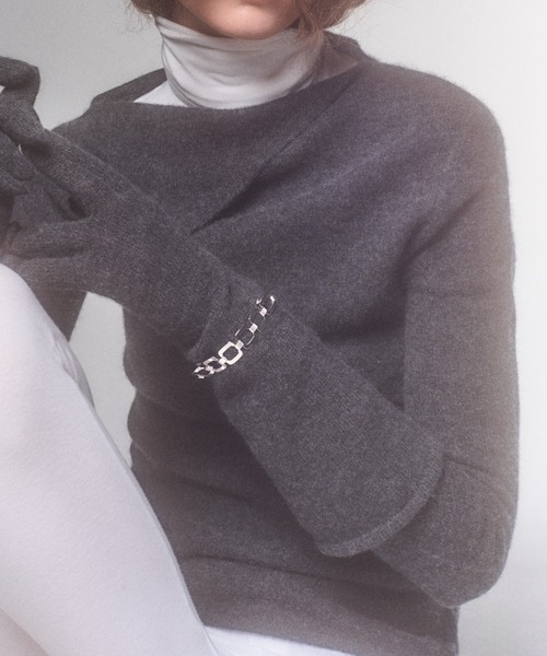 IRIS47(イリスフォーセブン)の「【IRIS 47】apex cashmere tops/エイペクス カシミヤ トップス(Tシャツ/カットソー・レディース・ブルー/ダークグレー/ブラック・FREE)」の2枚目の写真