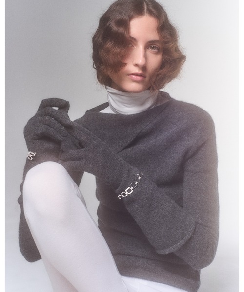 IRIS47(イリスフォーセブン)の「【IRIS 47】apex cashmere tops/エイペクス カシミヤ トップス(Tシャツ/カットソー・レディース・ブルー/ダークグレー/ブラック・FREE)」の5枚目の写真