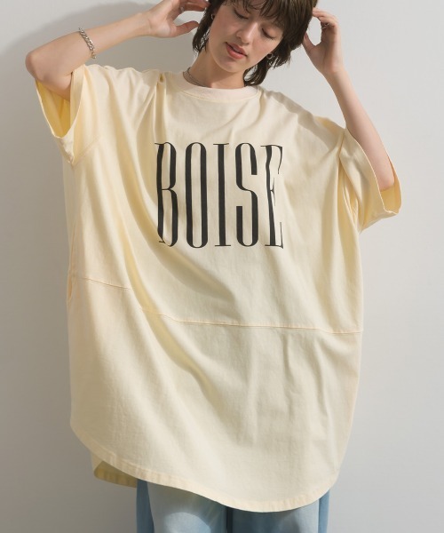 enhaut（アンオート）の「天竺編み パウダー BOISE プリント チュニック Tシャツ（Tシャツ/カットソー・レディース・ブラウン/アイボリー/グリーン/チャコールグレー・FREE）」の5枚目の写真