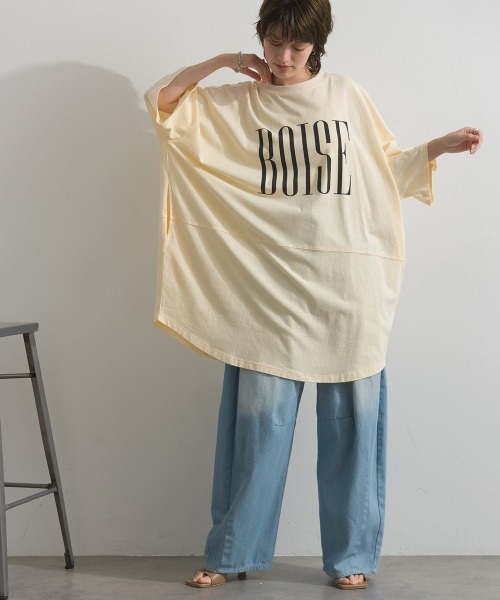 enhaut（アンオート）の「天竺編み パウダー BOISE プリント チュニック Tシャツ（Tシャツ/カットソー・レディース・ブラウン/アイボリー/グリーン/チャコールグレー・FREE）」の9枚目の写真