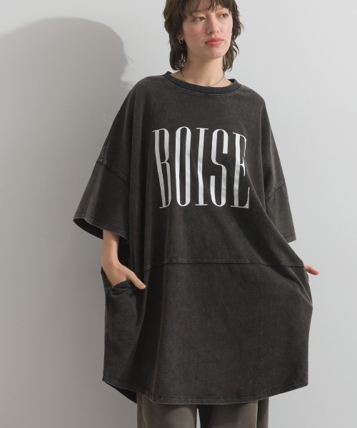 enhaut（アンオート）の「天竺編み パウダー BOISE プリント チュニック Tシャツ（Tシャツ/カットソー・レディース・ブラウン/アイボリー/グリーン/チャコールグレー・FREE）」の10枚目の写真