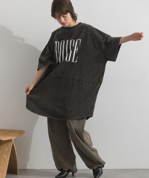 enhaut（アンオート）の「天竺編み パウダー BOISE プリント チュニック Tシャツ（Tシャツ/カットソー・レディース・ブラウン/アイボリー/グリーン/チャコールグレー・FREE）」の21枚目の写真