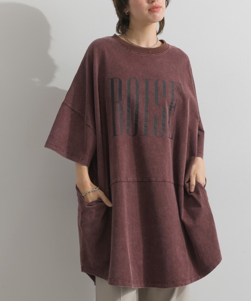 enhaut（アンオート）の「天竺編み パウダー BOISE プリント チュニック Tシャツ（Tシャツ/カットソー・レディース・ブラウン/アイボリー/グリーン/チャコールグレー・FREE）」の15枚目の写真