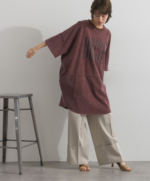 enhaut（アンオート）の「天竺編み パウダー BOISE プリント チュニック Tシャツ（Tシャツ/カットソー・レディース・ブラウン/アイボリー/グリーン/チャコールグレー・FREE）」の16枚目の写真