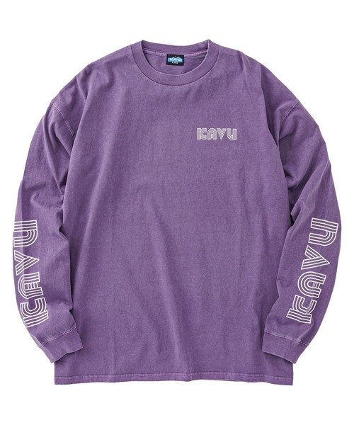 KAVU(カブー)の「KAVU/カブー Sleeve Print LS Tee (Pigment) /スリーブプリント ロングスリーブ ピグメントTシャツ(Tシャツ/カットソー・メンズ・ブラック/レッド/パープル・MEDIUM/SMALL/LARGE)」の2枚目の写真