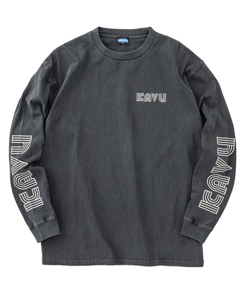KAVU(カブー)の「KAVU/カブー Sleeve Print LS Tee (Pigment) /スリーブプリント ロングスリーブ ピグメントTシャツ(Tシャツ/カットソー・メンズ・ブラック/レッド/パープル・MEDIUM/SMALL/LARGE)」の1枚目の写真