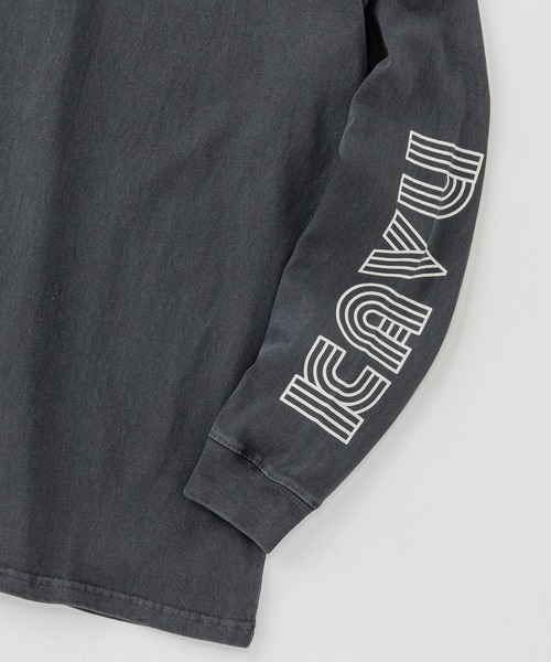 KAVU(カブー)の「KAVU/カブー Sleeve Print LS Tee (Pigment) /スリーブプリント ロングスリーブ ピグメントTシャツ(Tシャツ/カットソー・メンズ・ブラック/レッド/パープル・MEDIUM/SMALL/LARGE)」の7枚目の写真