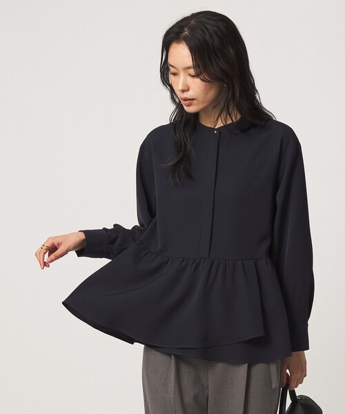 green label relaxing(グリーンレーベルリラクシング)の「ツイル ペプラム ブラウス マシンウォッシャブル ストレッチ(シャツ/ブラウス・レディース・ネイビー/ブラウン/ベージュ・FREE)」の3枚目の写真