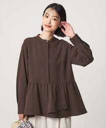 ツイル ペプラム ブラウス マシンウォッシャブル ストレッチ