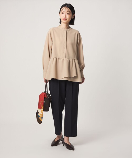 green label relaxing(グリーンレーベルリラクシング)の「ツイル ペプラム ブラウス マシンウォッシャブル ストレッチ(シャツ/ブラウス・レディース・ネイビー/ブラウン/ベージュ・FREE)」の7枚目の写真