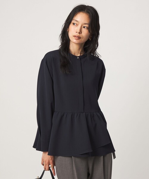 green label relaxing(グリーンレーベルリラクシング)の「ツイル ペプラム ブラウス マシンウォッシャブル ストレッチ(シャツ/ブラウス・レディース・ネイビー/ブラウン/ベージュ・FREE)」の13枚目の写真
