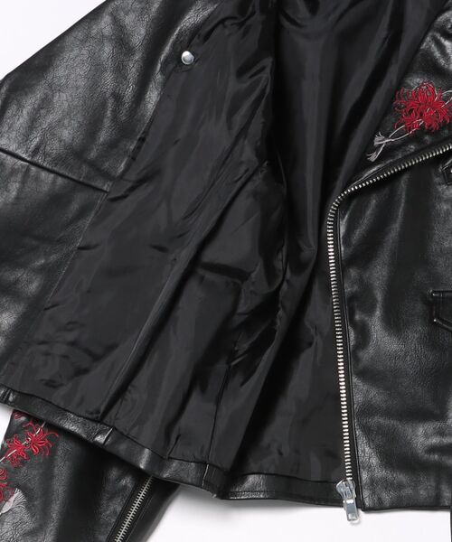 REZEN(リゼン)の「彼岸花刺繍合皮ライダース(その他アウター・メンズ・ローズ/ライトグレー・LARGE/MEDIUM)」の5枚目の写真