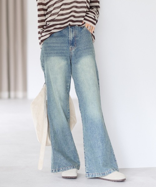 gossara(ゴサラ)の「【gossara 脚長効果あり◎】セミフレアデニムパンツ(デニムパンツ・レディース・ブルー系その他/ライトブルー・SMALL/MEDIUM)」の3枚目の写真