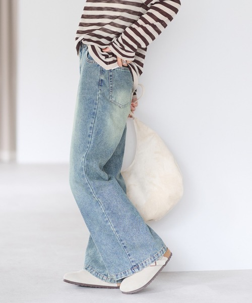 gossara(ゴサラ)の「【gossara 脚長効果あり◎】セミフレアデニムパンツ(デニムパンツ・レディース・ブルー系その他/ライトブルー・SMALL/MEDIUM)」の4枚目の写真