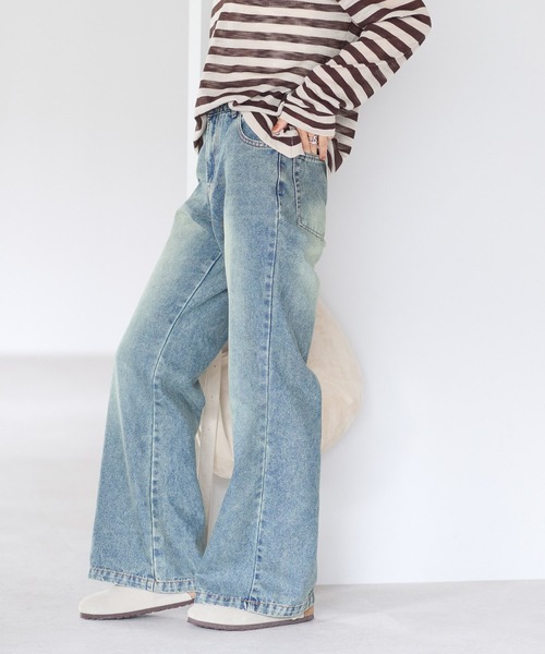 gossara(ゴサラ)の「【gossara 脚長効果あり◎】セミフレアデニムパンツ(デニムパンツ・レディース・ブルー系その他/ライトブルー・SMALL/MEDIUM)」の5枚目の写真