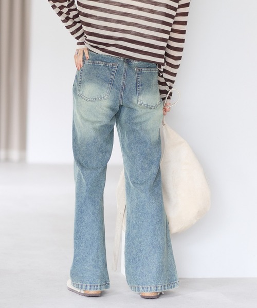 gossara(ゴサラ)の「【gossara 脚長効果あり◎】セミフレアデニムパンツ(デニムパンツ・レディース・ブルー系その他/ライトブルー・SMALL/MEDIUM)」の6枚目の写真