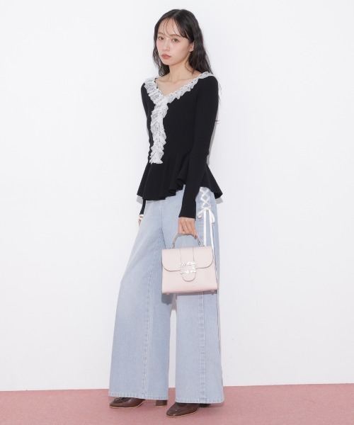 JILL by JILL STUART（ジルバイジルスチュアート）の「レースダウンワイドデニムパンツ（デニムパンツ・レディース・ブルー/グレー・SMALL/MEDIUM）」の11枚目の写真