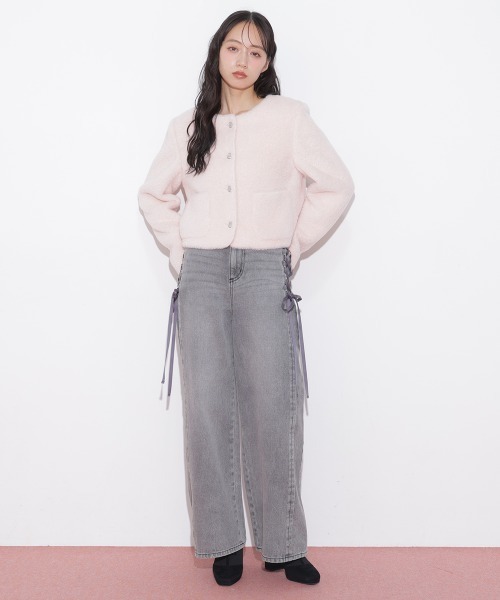JILL by JILL STUART（ジルバイジルスチュアート）の「レースダウンワイドデニムパンツ（デニムパンツ・レディース・ブルー/グレー・SMALL/MEDIUM）」の16枚目の写真