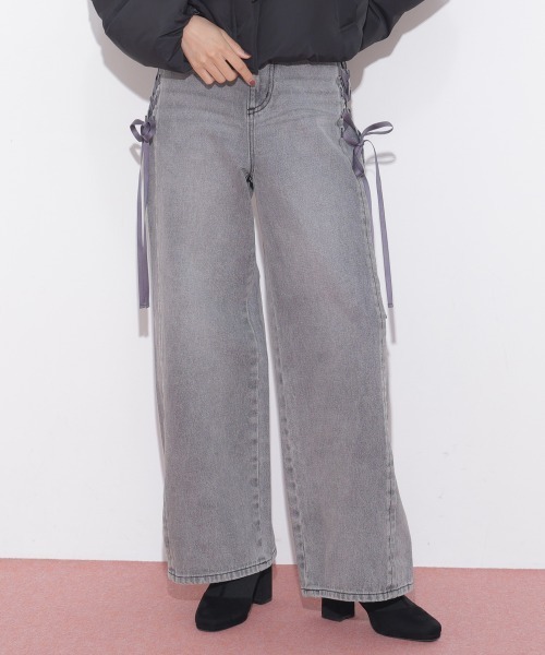 JILL by JILL STUART（ジルバイジルスチュアート）の「レースダウンワイドデニムパンツ（デニムパンツ・レディース・ブルー/グレー・SMALL/MEDIUM）」の22枚目の写真