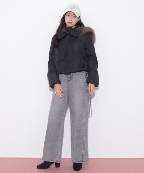 JILL by JILL STUART（ジルバイジルスチュアート）の「レースダウンワイドデニムパンツ（デニムパンツ・レディース・ブルー/グレー・SMALL/MEDIUM）」の21枚目の写真