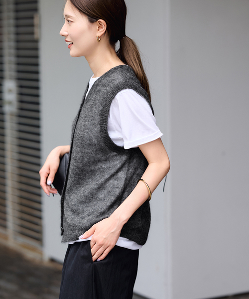 FRAMeWORK(フレームワーク)の「アルパカMIXシアー2WAY VEST(ニット/セーター・レディース・ブラウン/チャコールグレー/ベージュ・FREE)」の8枚目の写真