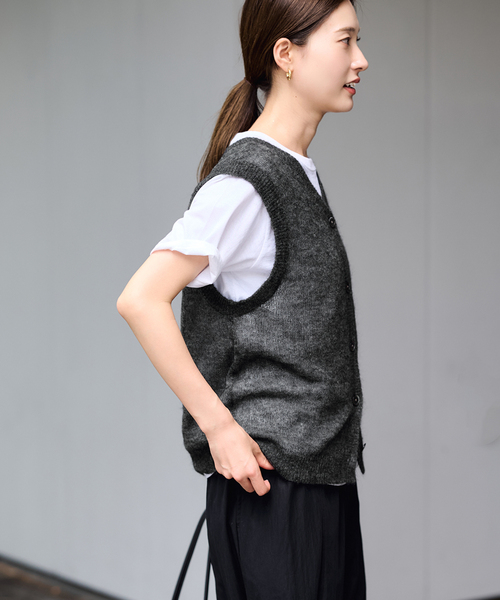 FRAMeWORK(フレームワーク)の「アルパカMIXシアー2WAY VEST(ニット/セーター・レディース・ブラウン/チャコールグレー/ベージュ・FREE)」の9枚目の写真