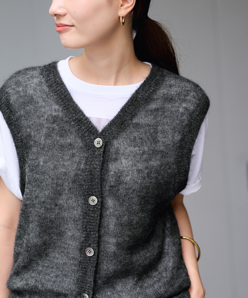 FRAMeWORK(フレームワーク)の「アルパカMIXシアー2WAY VEST(ニット/セーター・レディース・ブラウン/チャコールグレー/ベージュ・FREE)」の10枚目の写真