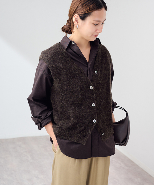 FRAMeWORK(フレームワーク)の「アルパカMIXシアー2WAY VEST(ニット/セーター・レディース・ブラウン/チャコールグレー/ベージュ・FREE)」の18枚目の写真