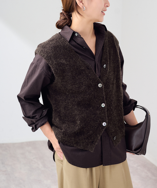 FRAMeWORK(フレームワーク)の「アルパカMIXシアー2WAY VEST(ニット/セーター・レディース・ブラウン/チャコールグレー/ベージュ・FREE)」の19枚目の写真