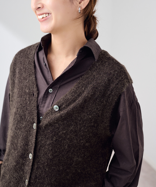 FRAMeWORK(フレームワーク)の「アルパカMIXシアー2WAY VEST(ニット/セーター・レディース・ブラウン/チャコールグレー/ベージュ・FREE)」の22枚目の写真