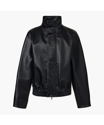 KUME（クメ）の「Men Faux Leather Highneck Blouson, Black（ライダースジャケット）」