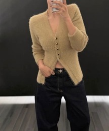 Vネックシングルブレストタイトセーター