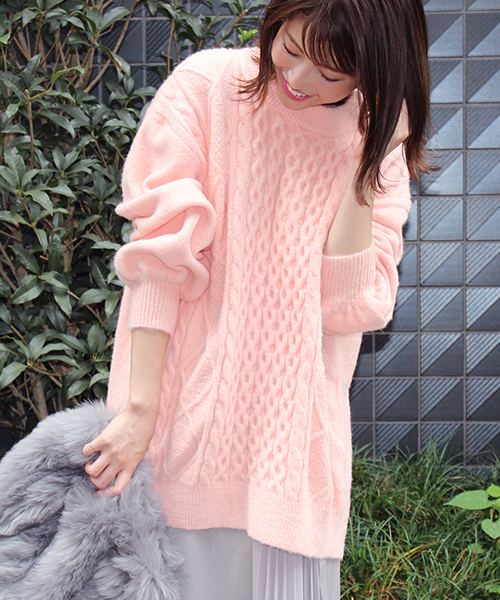 MICOAMERI（ミコアメリ）の「ビッグシルエットバックチュールリボンニット（ニット/セーター・レディース・ブラック/ホワイト/ピンク/グレー・FREE）」の13枚目の写真