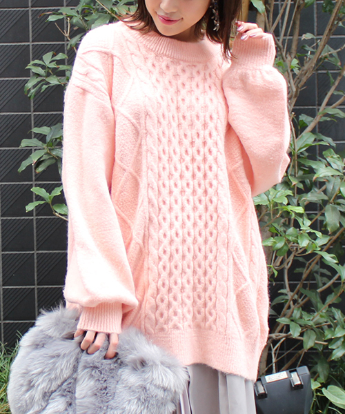 MICOAMERI（ミコアメリ）の「ビッグシルエットバックチュールリボンニット（ニット/セーター・レディース・ブラック/ホワイト/ピンク/グレー・FREE）」の10枚目の写真