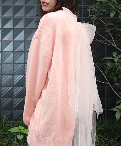 MICOAMERI（ミコアメリ）の「ビッグシルエットバックチュールリボンニット（ニット/セーター・レディース・ブラック/ホワイト/ピンク/グレー・FREE）」の11枚目の写真