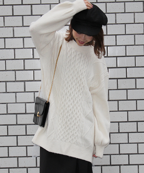 MICOAMERI（ミコアメリ）の「ビッグシルエットバックチュールリボンニット（ニット/セーター・レディース・ブラック/ホワイト/ピンク/グレー・FREE）」の18枚目の写真