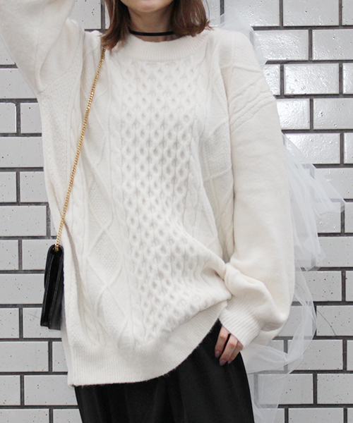 MICOAMERI（ミコアメリ）の「ビッグシルエットバックチュールリボンニット（ニット/セーター・レディース・ブラック/ホワイト/ピンク/グレー・FREE）」の21枚目の写真