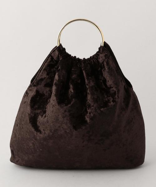 BEAUTY&YOUTH UNITED ARROWS（ビューティーアンドユースユナイテッドアローズ）の「＜Ls Scene＞ベルベットバッグ ◆（ハンドバッグ・レディース・ダークブラウン/ネイビー・FREE）」の2枚目の写真