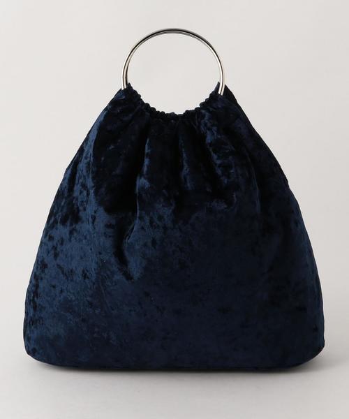 BEAUTY&YOUTH UNITED ARROWS（ビューティーアンドユースユナイテッドアローズ）の「＜Ls Scene＞ベルベットバッグ ◆（ハンドバッグ・レディース・ダークブラウン/ネイビー・FREE）」の4枚目の写真