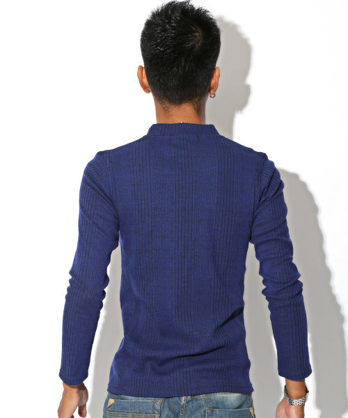 LUXSTYLE（ラグスタイル）の「ランダムテレコリブVネックロンＴ（Tシャツ/カットソー・メンズ・ブラック/ブラック系その他/ワイン/ホワイト/ブルー/杢グレー・L/M/XL/S）」の14枚目の写真