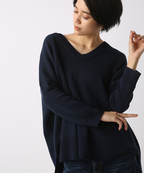 AZUL by moussy（アズールバイマウジー）の「スウェッタBIG BODYチュニックKNIT PO（ニット/セーター・レディース・イエロー系その他/ブラック/トップグレー/ネイビー・MEDIUM/SMALL）」の3枚目の写真
