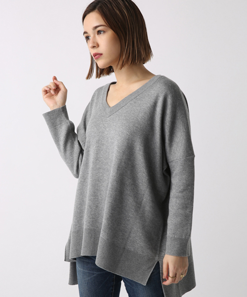 AZUL by moussy（アズールバイマウジー）の「スウェッタBIG BODYチュニックKNIT PO（ニット/セーター・レディース・イエロー系その他/ブラック/トップグレー/ネイビー・MEDIUM/SMALL）」の2枚目の写真