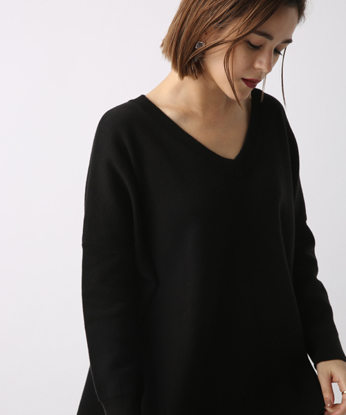 AZUL by moussy（アズールバイマウジー）の「スウェッタBIG BODYチュニックKNIT PO（ニット/セーター・レディース・イエロー系その他/ブラック/トップグレー/ネイビー・MEDIUM/SMALL）」の9枚目の写真