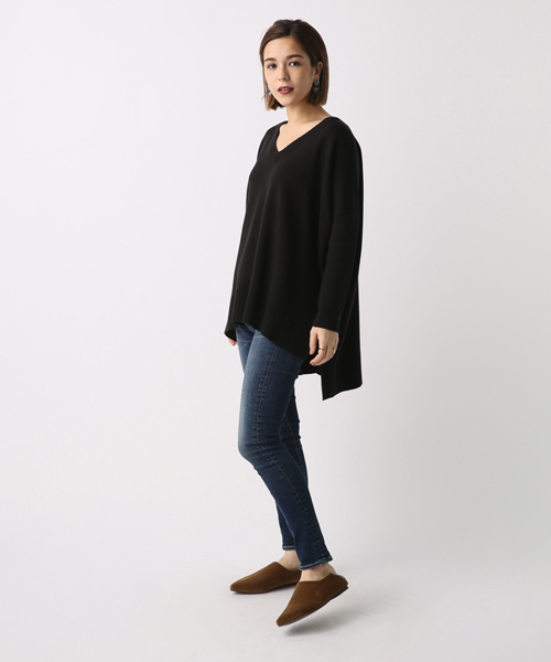 AZUL by moussy（アズールバイマウジー）の「スウェッタBIG BODYチュニックKNIT PO（ニット/セーター・レディース・イエロー系その他/ブラック/トップグレー/ネイビー・MEDIUM/SMALL）」の13枚目の写真