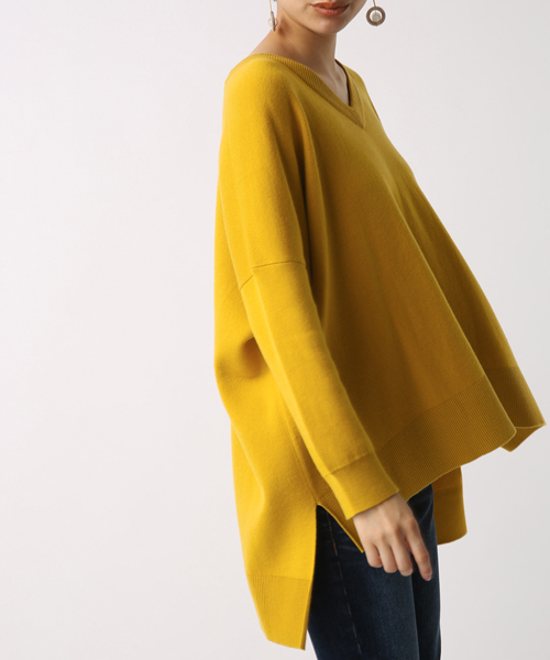 AZUL by moussy（アズールバイマウジー）の「スウェッタBIG BODYチュニックKNIT PO（ニット/セーター・レディース・イエロー系その他/ブラック/トップグレー/ネイビー・MEDIUM/SMALL）」の10枚目の写真