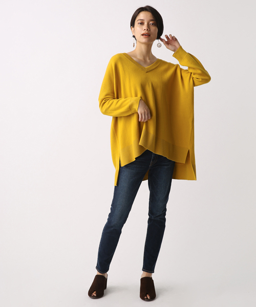 AZUL by moussy（アズールバイマウジー）の「スウェッタBIG BODYチュニックKNIT PO（ニット/セーター・レディース・イエロー系その他/ブラック/トップグレー/ネイビー・MEDIUM/SMALL）」の14枚目の写真