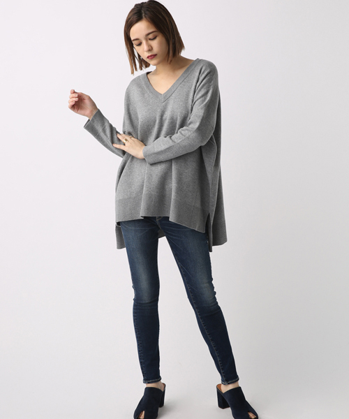 AZUL by moussy（アズールバイマウジー）の「スウェッタBIG BODYチュニックKNIT PO（ニット/セーター・レディース・イエロー系その他/ブラック/トップグレー/ネイビー・MEDIUM/SMALL）」の16枚目の写真