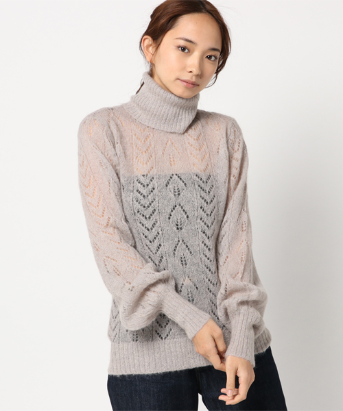 セール】IENA LA BOUCLE 透かし柄タートルネックプルオーバー