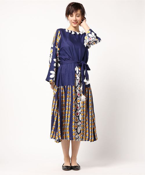 チャイハネ（チャイハネ）の「【チャイハネ】チロリアンプリントワンピース（ワンピース・レディース・ブルー/レッド/ホワイト/イエロー・FREE）」の7枚目の写真